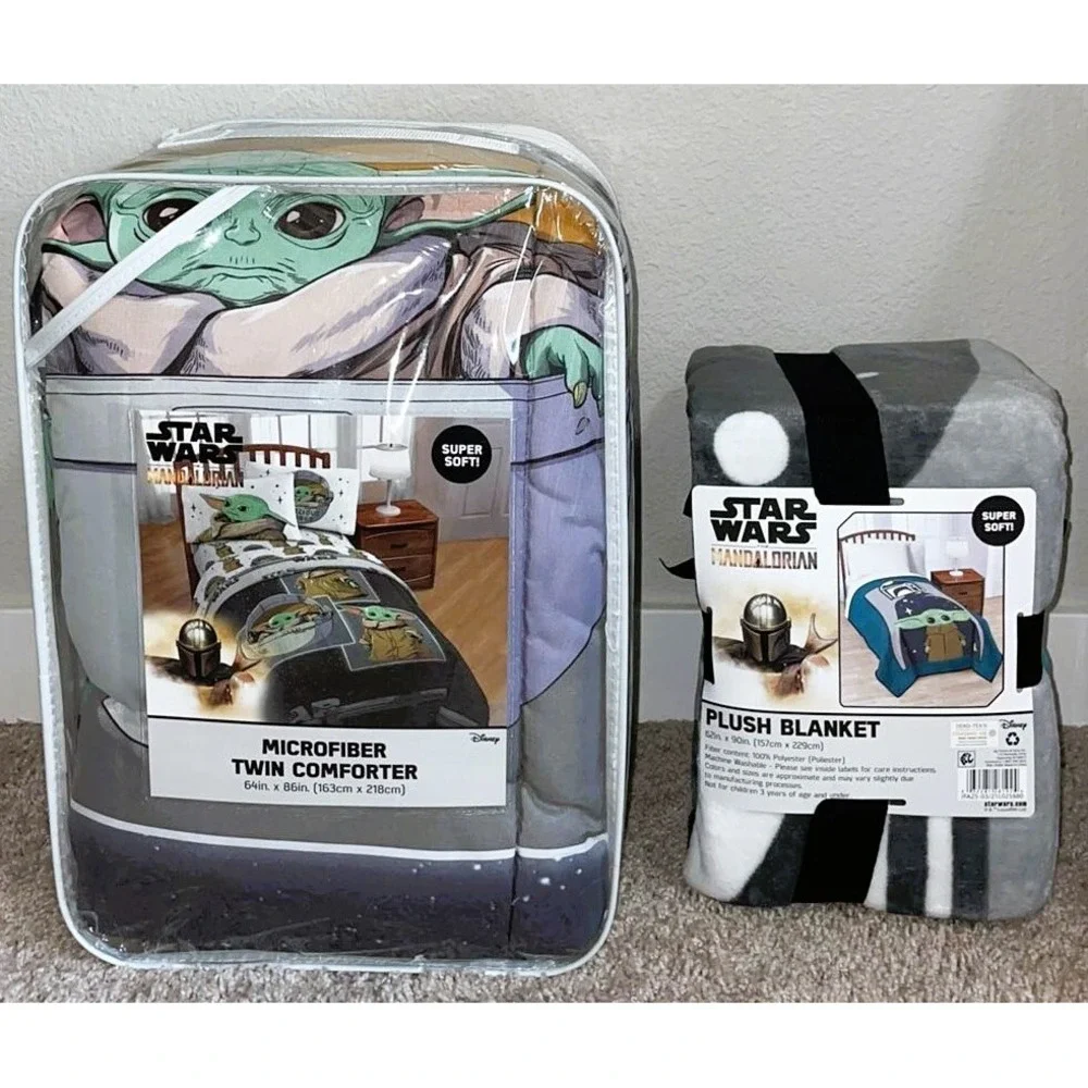Mandalorian Star Wars Twin Comforter 64x86 with Sheets Throw and Pillowcase Set